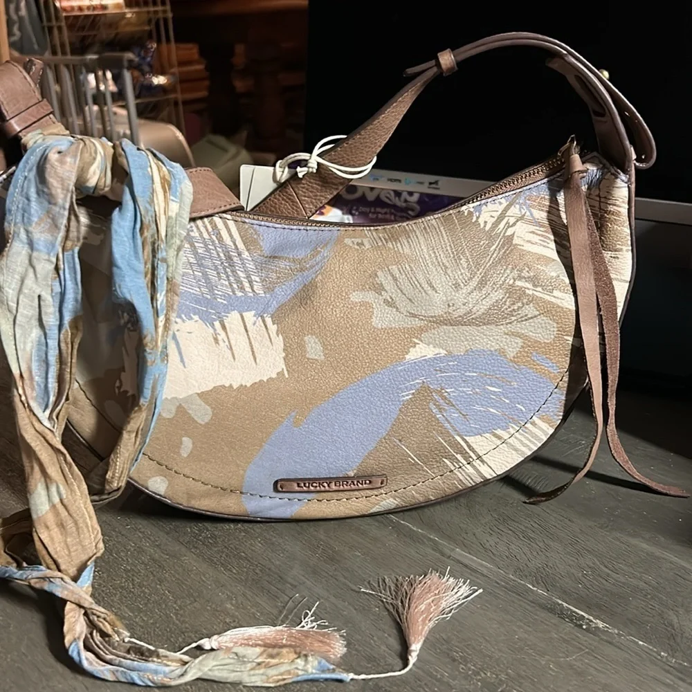 Lucky‎ Brand - Genuine Leather Olive Multi Camo Crossbody NWT